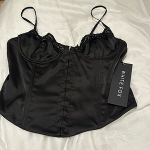 White fox black corset top
